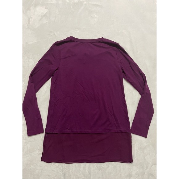 Reaction Kenneth Cole Chiffon Bottom V-Neck Tunic Small Dark Purple Top Shirt LS - Picture 8 of 8